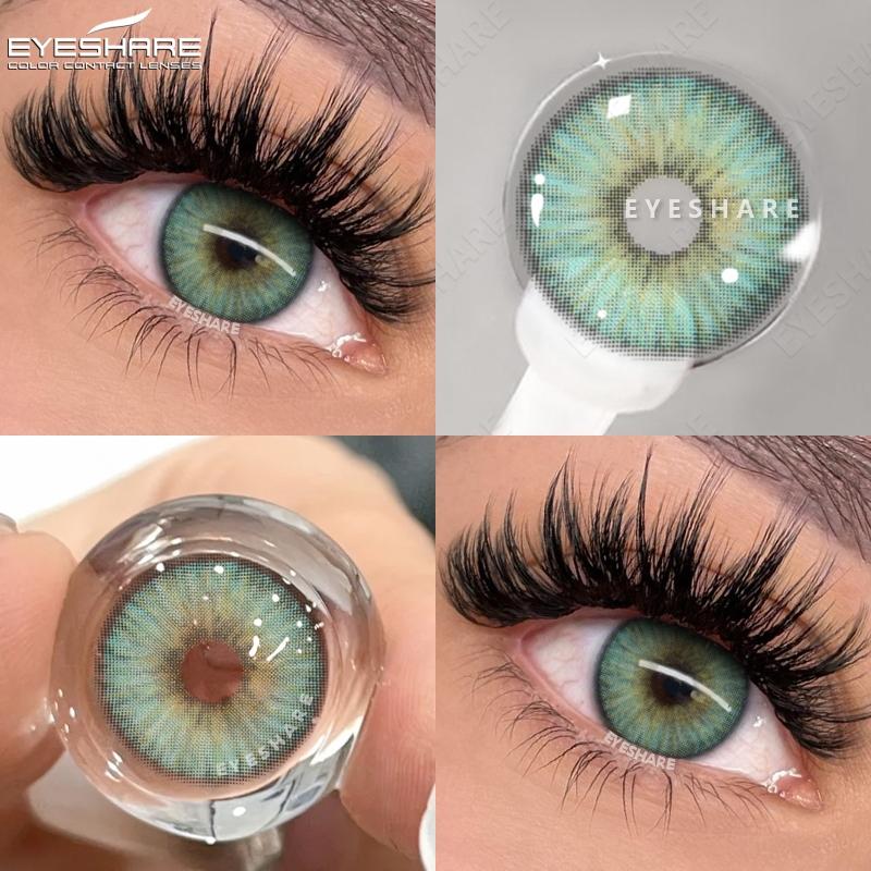 Eyeshare 2ks/pár Kontaktní čočky řady NICOSIA Roční zelené čočky 14,2 mm Modré oči Čočky Módní kosmetika Žáci