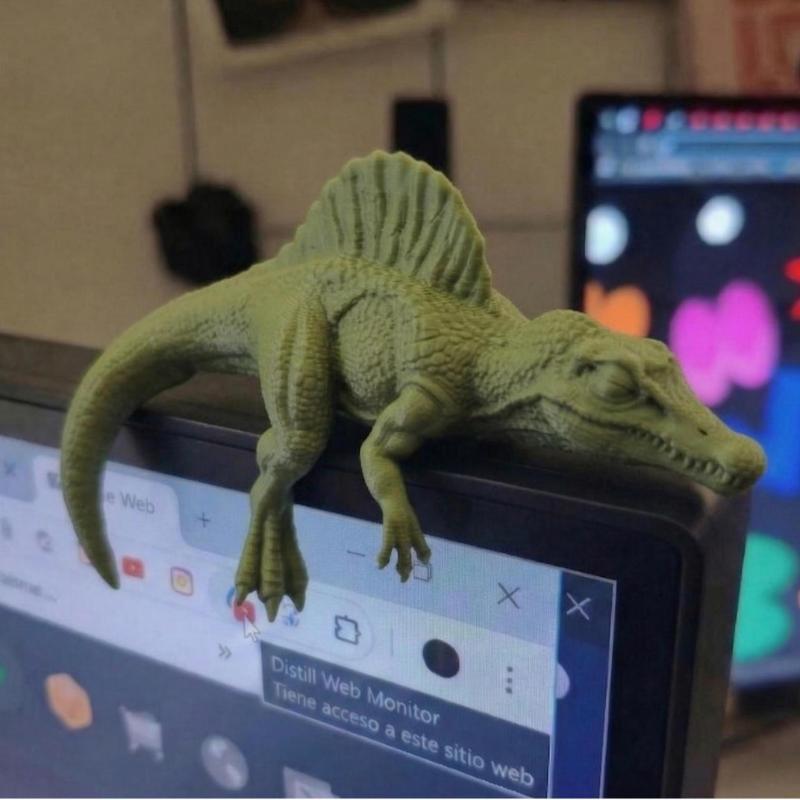 Sleeping T-Rex Monitor Topper 3D Printed Small Size Lazy Dinosaur Figurine Mini Ornament for Car Dashboard Decor