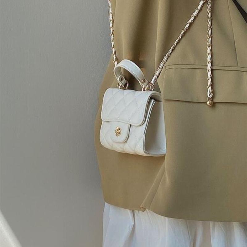 Neue Mode Damen Umhängetaschen Klein Duftender Wind Mini Kleine Nische Rautengitter Kettentasche Freizeit Vielseitige Umhängetaschen