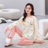 2025 Women's Cotton Pajamas Set - Autumn/Winter Long Sleeve Korean Style Loose Pullover for Indoor/Outdoor Wear