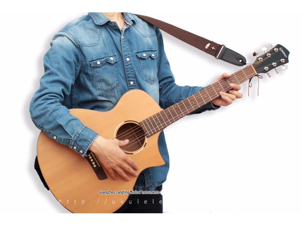 Cotton Folk Acoustic Guitar Strap with Pick Holder - Musical Instrument Accessories for Electric Guitar & Bass