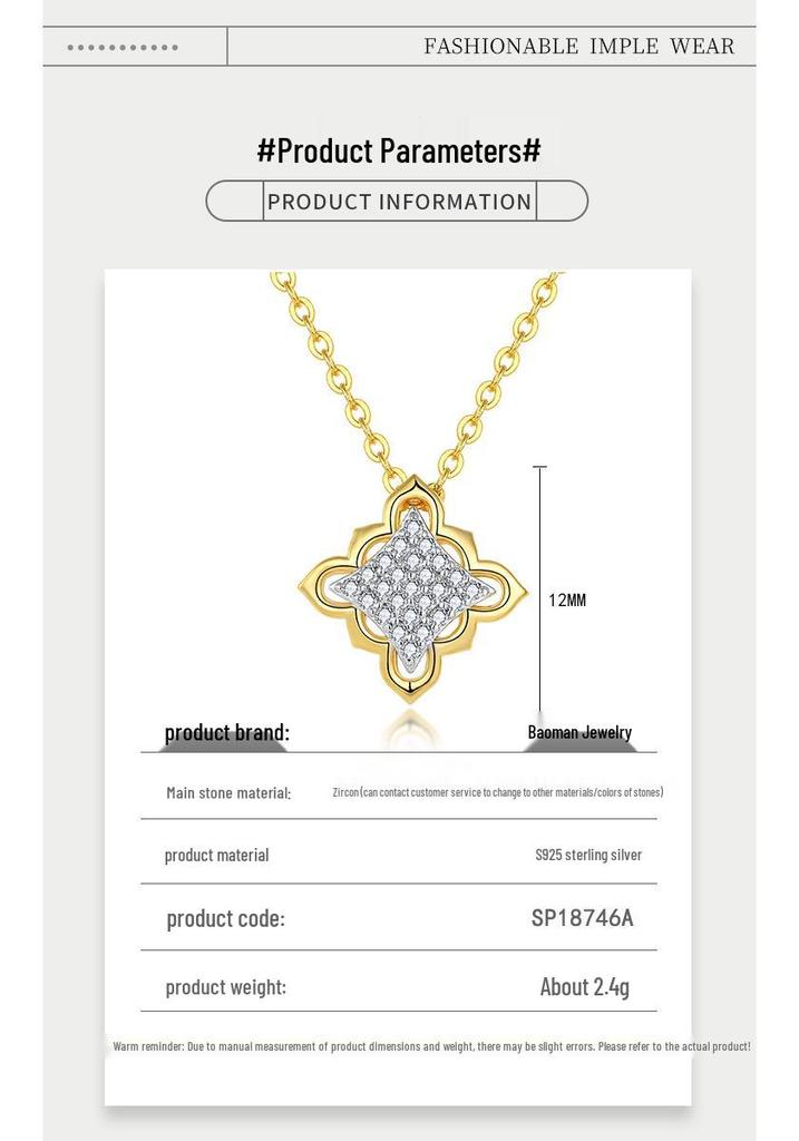 S925 Sterling Silver Four-Leaf Clover Luxury Pendant Necklace for Women, Elegant Clavicle Chain Accessories.