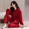 Island Fleece Pajamas Women'S Autumn And Winter Coral Fleece Red Natal Year Middle-Aged Mother Large Size Warm Thin Fleece Loungewear