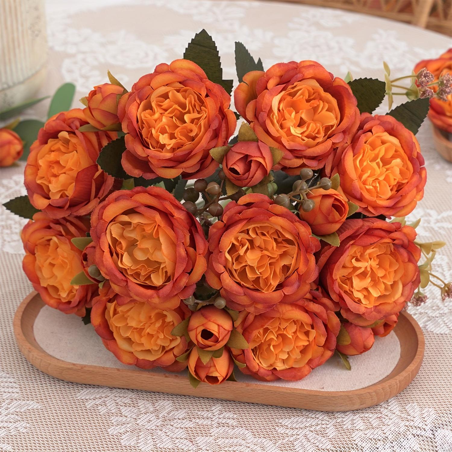 

Artificial Peony Bouquet Flowers for Fall Thanksgiving Halloween Decor, Indoor Outdoor Table Centerpiece, Wedding Party Graduation DIY Arrangemen