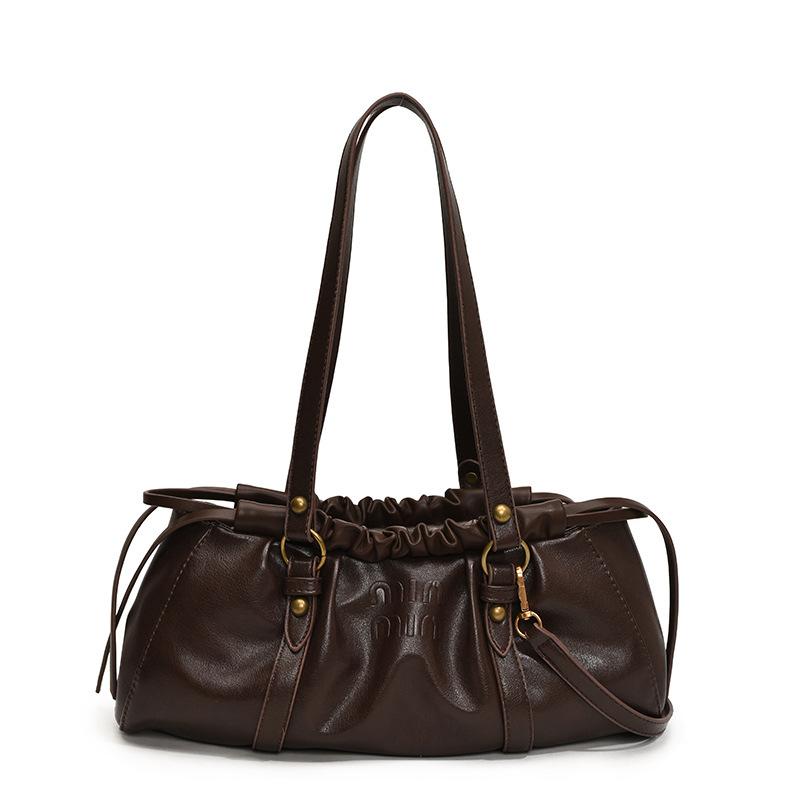 

Премиальная плиссированная универсальная сумка через плечо для женщин Niche Medieval Underarm Bag Commuter Большая вместительная сумка-тоут 38*6*22 кофейный