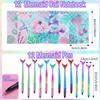 LiYiQ 110 PCS Mermaid Birthday Party Gifts Include 12 Pen 12 Notepad 12 Shiny Metallic Scrunchies 12 Gift Bag 50 Sticker Classroom Reward Gift Prizes