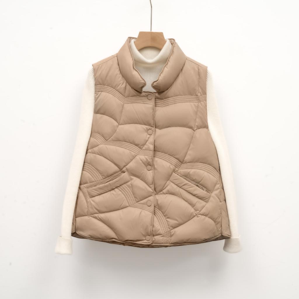 Women's Stand-up Collar Vest Women's Vest Women's New Down Jacket Autumn and Winter Sleeveless Warm Retro