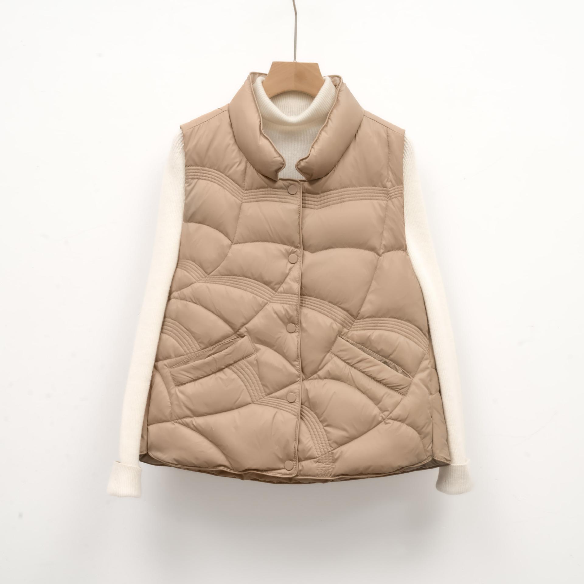 

Women s stand-up collar vest women s vest women s new down jacket autumn and winter sleeveless warm retro M хакі