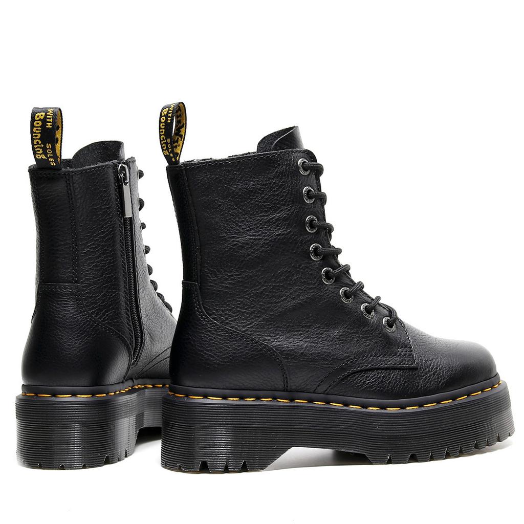Bottes Martin à semelle épaisse pour femmes, fermeture éclair latérale, motif litchi, bottines, cuir véritable, grande taille, bottes montantes en cuir