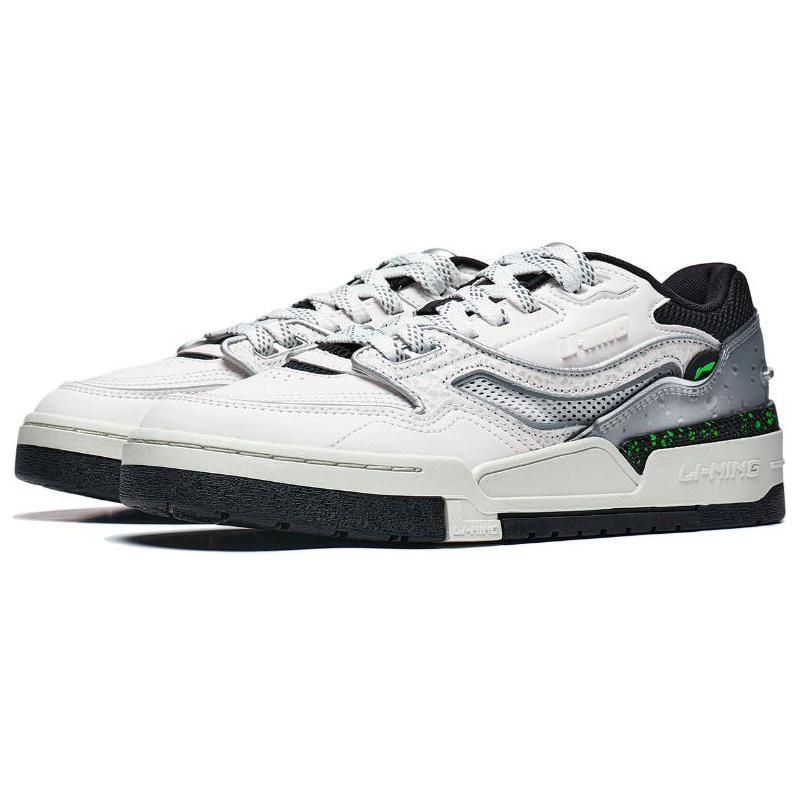 New LiNing 001 BTC Cushioning Wear Resistant Low Top Skateboard Shoes Men's Mist White AGCT067-2