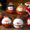 Metal Small Trinket Storage Christmas Round Tin Ball Ornament, Cute Santa Reindeer Penguin Hanging Decoration, Tree Decoration Set Fillable Candy Gift