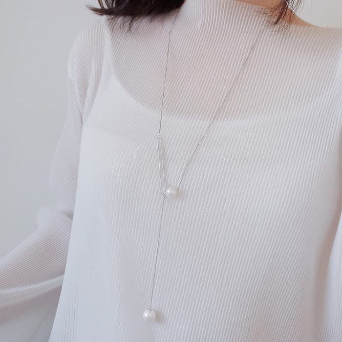 Pearl Long 2 Hypoallergenic To Platinum 925 Present for Women [gulamu Jewelry] [Glamu Jewelry] Necklace, Women's, Necklace, Pearls, Metals, Simple,