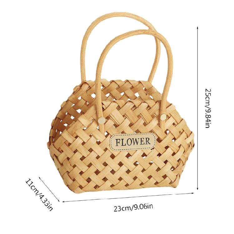 Hand-Held Basket Hand-Woven Flower Pot Wedding Flower Girl Baskets for Home