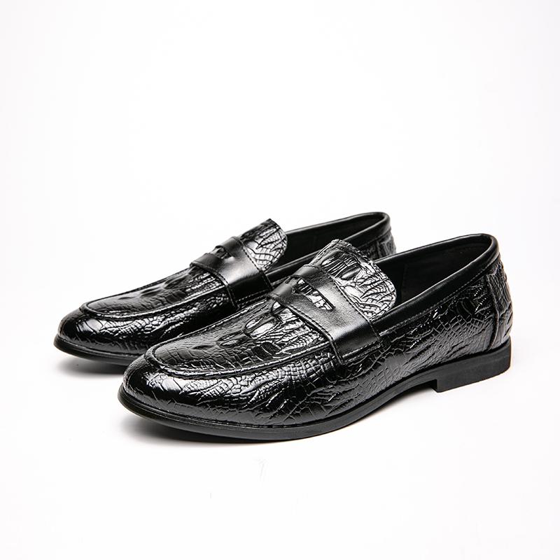 Designer Italy Patent Leather Shoes Men Vintage Pointed Crocodile Pattern Loafers Wedding Dress Formal Footwear Zapatos Hombre