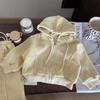 Girls' Spring/Fall Casual Set: Hooded Cardigan Jacket + Solid-Color Wide-Leg Pants Two-Piece Set