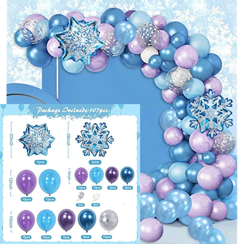 Ice And Snow Theme Balloon Package Snowflake Latex Aluminum Film Balloon Birthday Party Decoration Background Arrangement