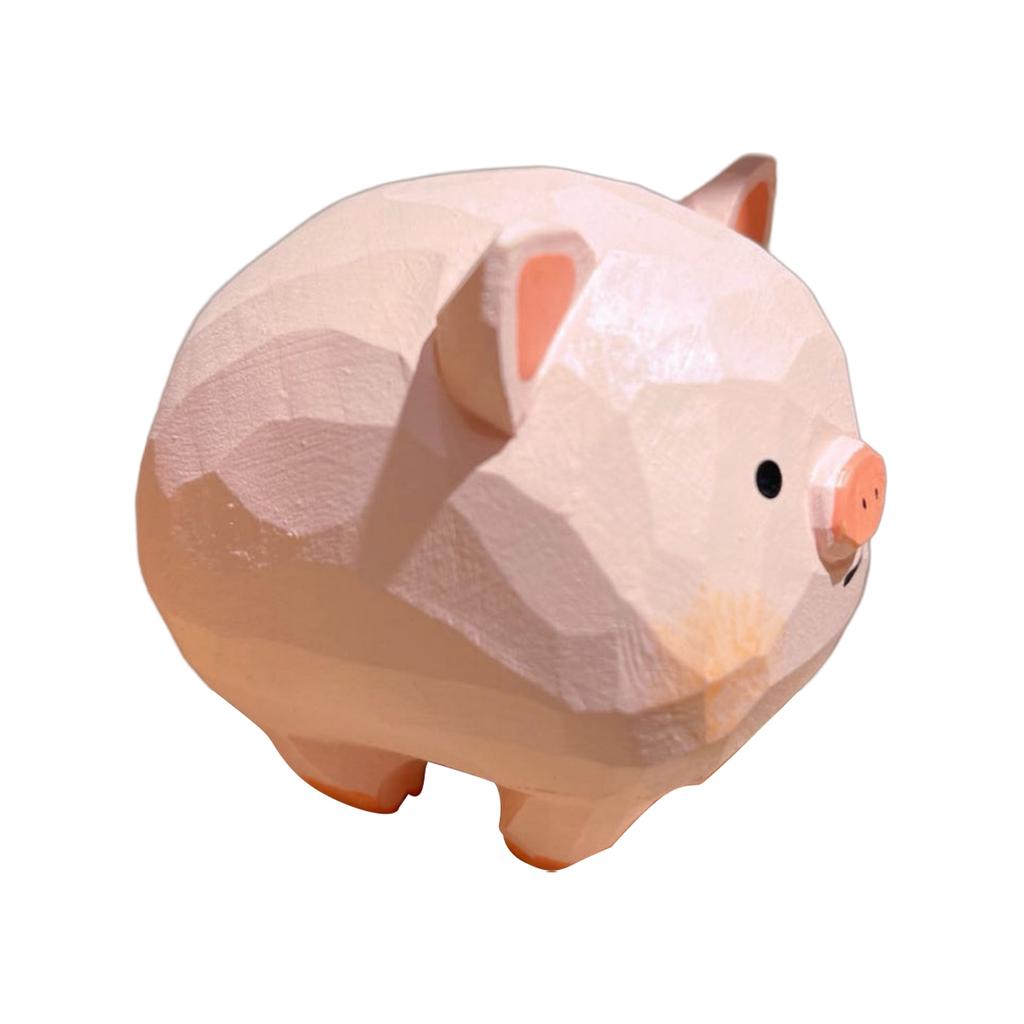 Hand-made Wooden-Pig Figurine Zodiac Theme Desk Decoration Gifts Solid Woods Material