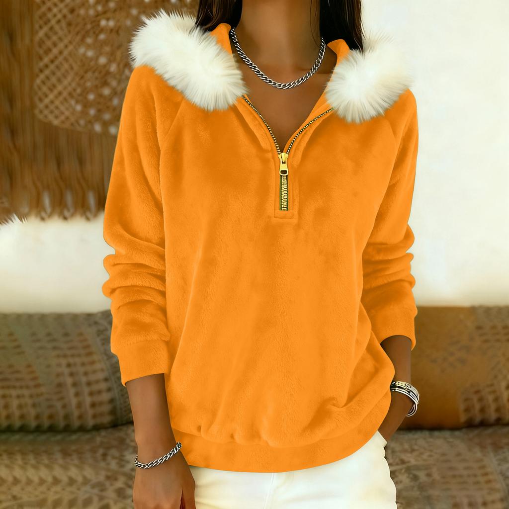 Dam Lös Och Bekväm Casual Mode Halvdragkedja Hoodie Långärmad Topp