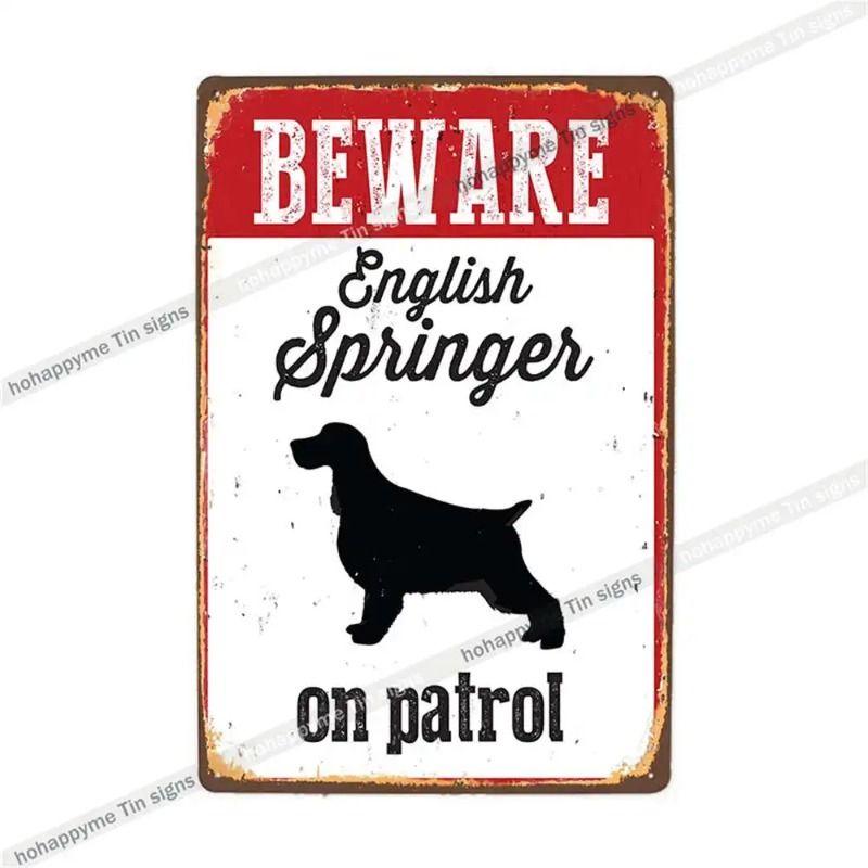 Retro Metal Sign German Shepherd Patrol Warning Decorative Plate for Home Wall 20x30cm