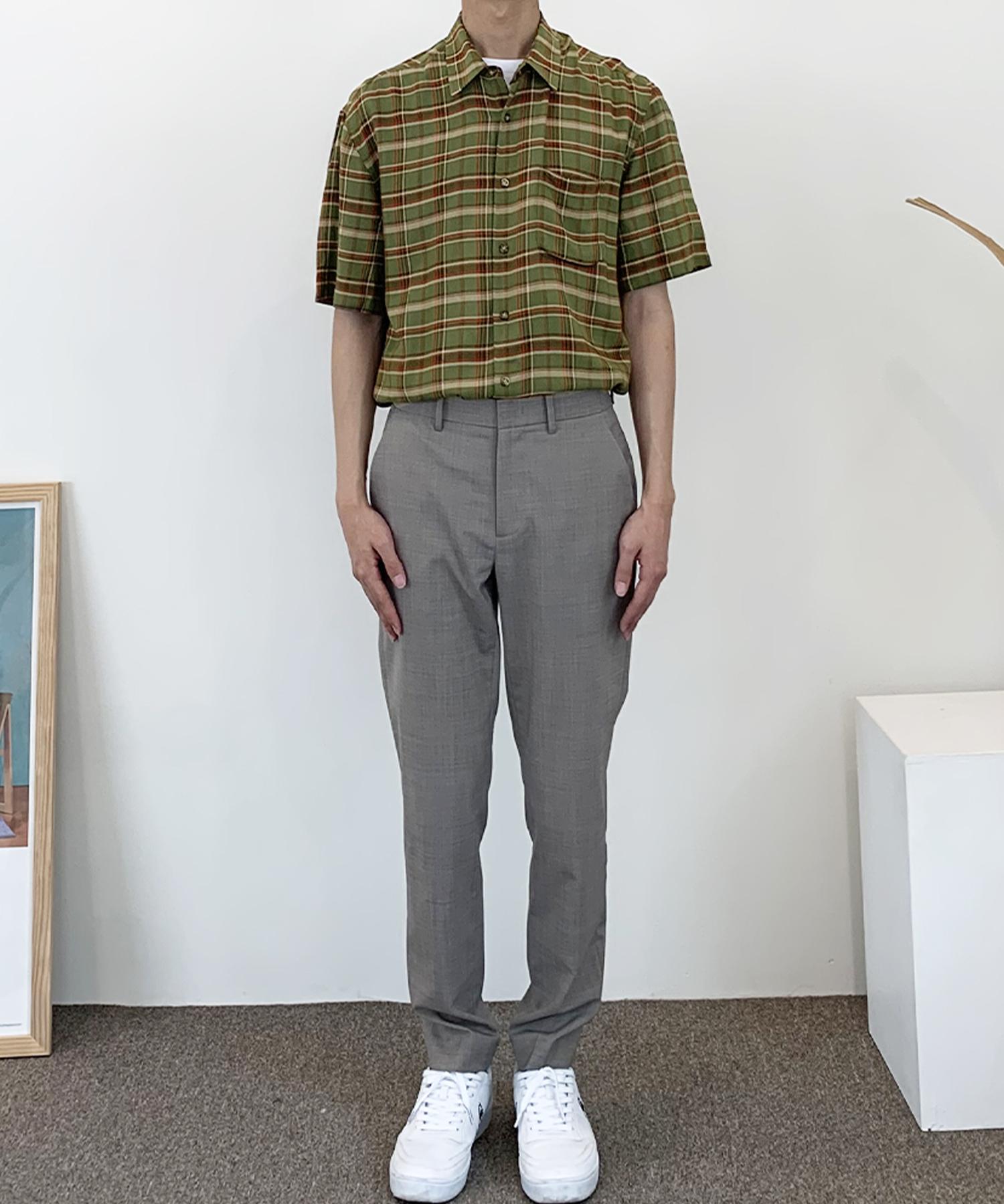The Shirt Studio Green Loose Fit Rayon Check Short Sleeve Shirt 100