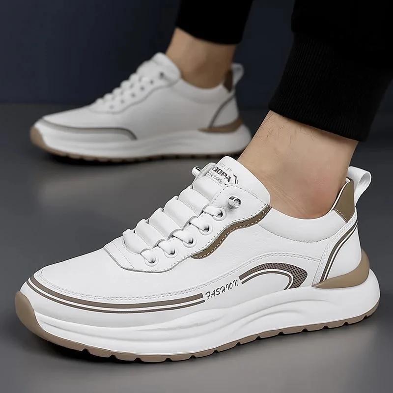 Men's Casual Pilot Shoes Fashionable All-Match Sporty Slip-On Cowhide Leather Comfortable Breathable EVA Insole Rubber Outsole