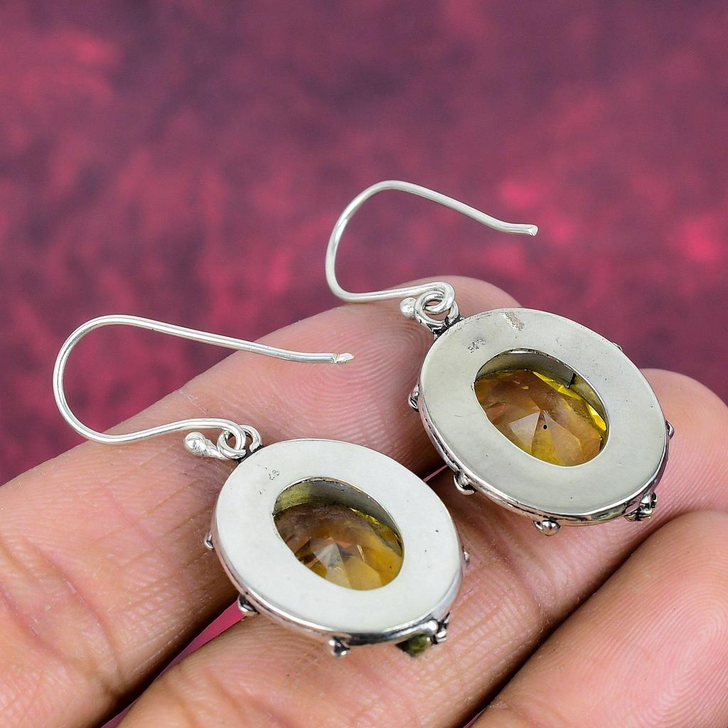 Citrine Earrings, 925 Solid Sterling Silver Gemstone Jewelry, Handmade Earrings, For Thanksgiving