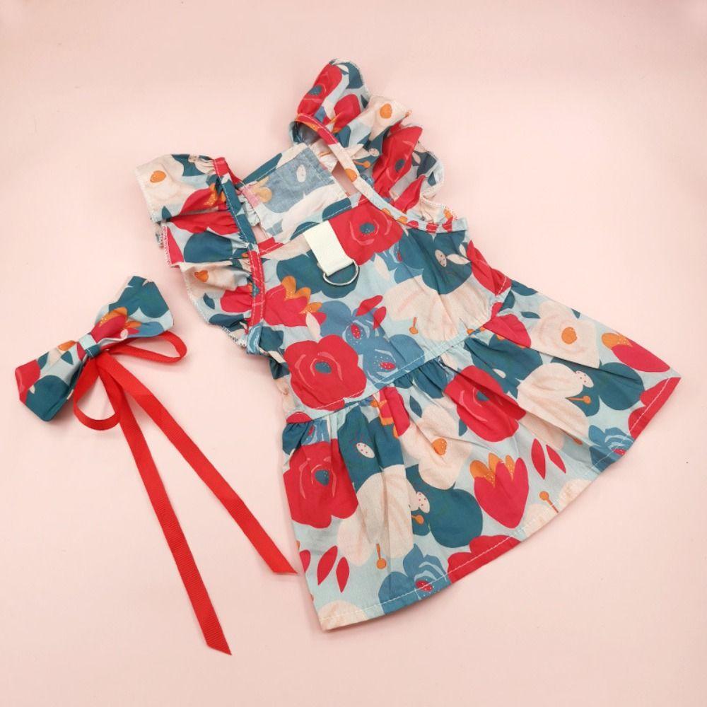Comfortable Cotton Cat Ruffle Dress Spring Summer Sleeveless Puppy Princess Skirt Comfortable Breathable Pet Dress Kitty