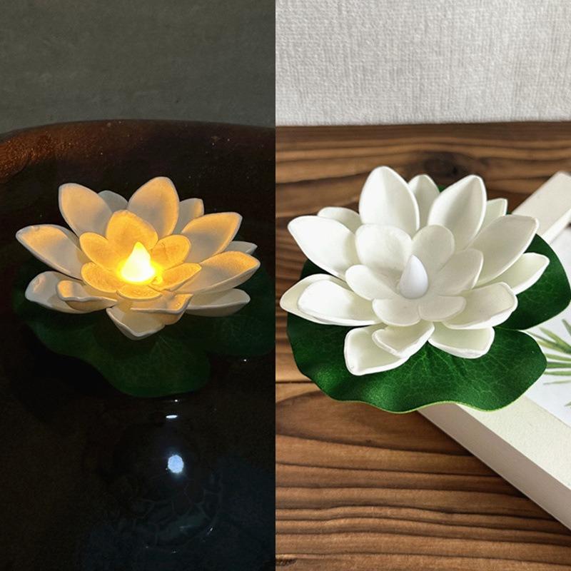1PC/6PCS LED Lotus Night Lamp Floating Water Sensor Flower Lamp Garden Tank Decor Festive Party Accessories Wishing Lotus Light