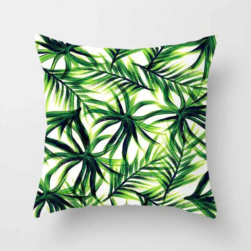 Tropical Plants Cactus Monstera Summer Decorative Throw Pillows Cushion Cover Palm Leaf Green Home Decor Pillowcase