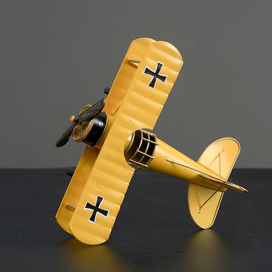Iron Airplane Model Vintage Biplane Tabletop Ornament Collectible Mini Glider Biplane