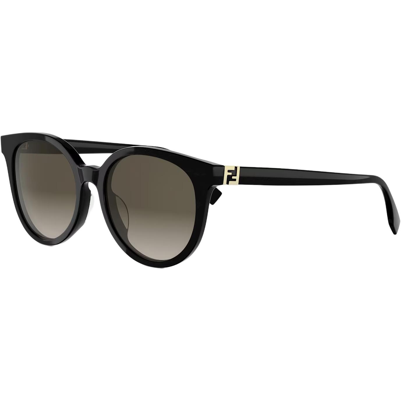 Fendi Logo Design Round Sunglasses Women sunglasses Black FE40208F-01F 55,Black