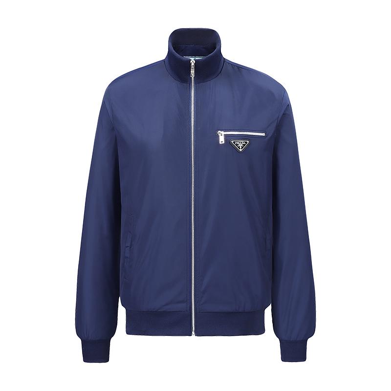

European & American Style Men s Business Casual Baseball Jacket with Stand-up Collar and Solid Color Design Large темно-синього кольору