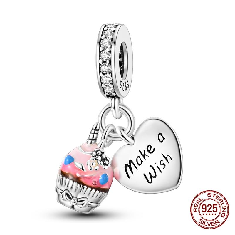 Fit Originalbracelet Cute Cake Beaded Afternoon Tea-Heart Shaped Donut Charms Diy Jewelry Making Women Giftcopper