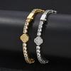 Hip Hop CZ Tennis Chain Clover Bracelet Men Women Gold White Copper Adjustable 7-9 Inch