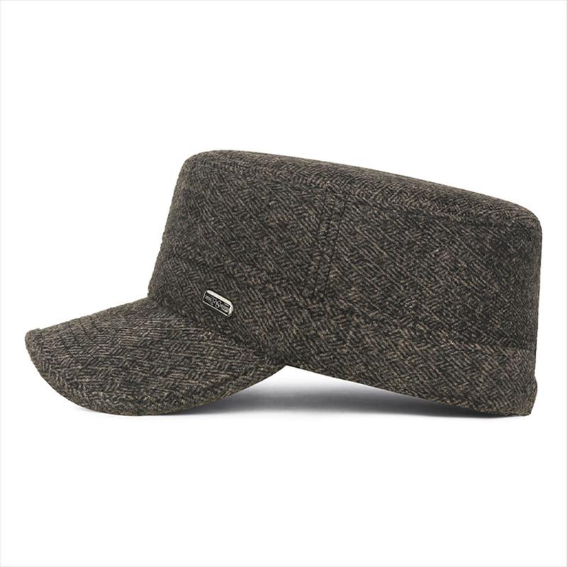 Men's Winter Wool Earflap Flat Cap