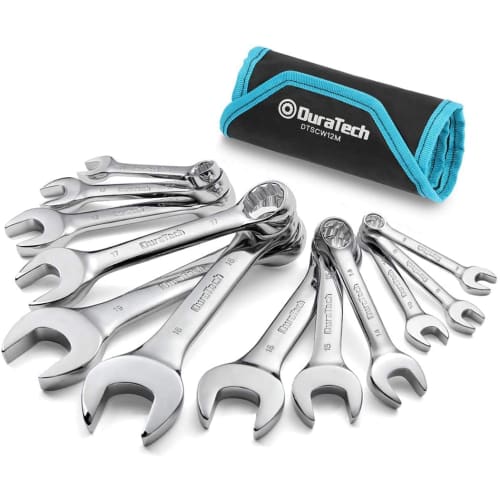 DURATECH Combination Wrench Set, Double-Ended, Dual-Head, 12-Piece Set, Short, 8-19mm, for Automotive Repair, Maintenance, Assembly, and DIY, Includes