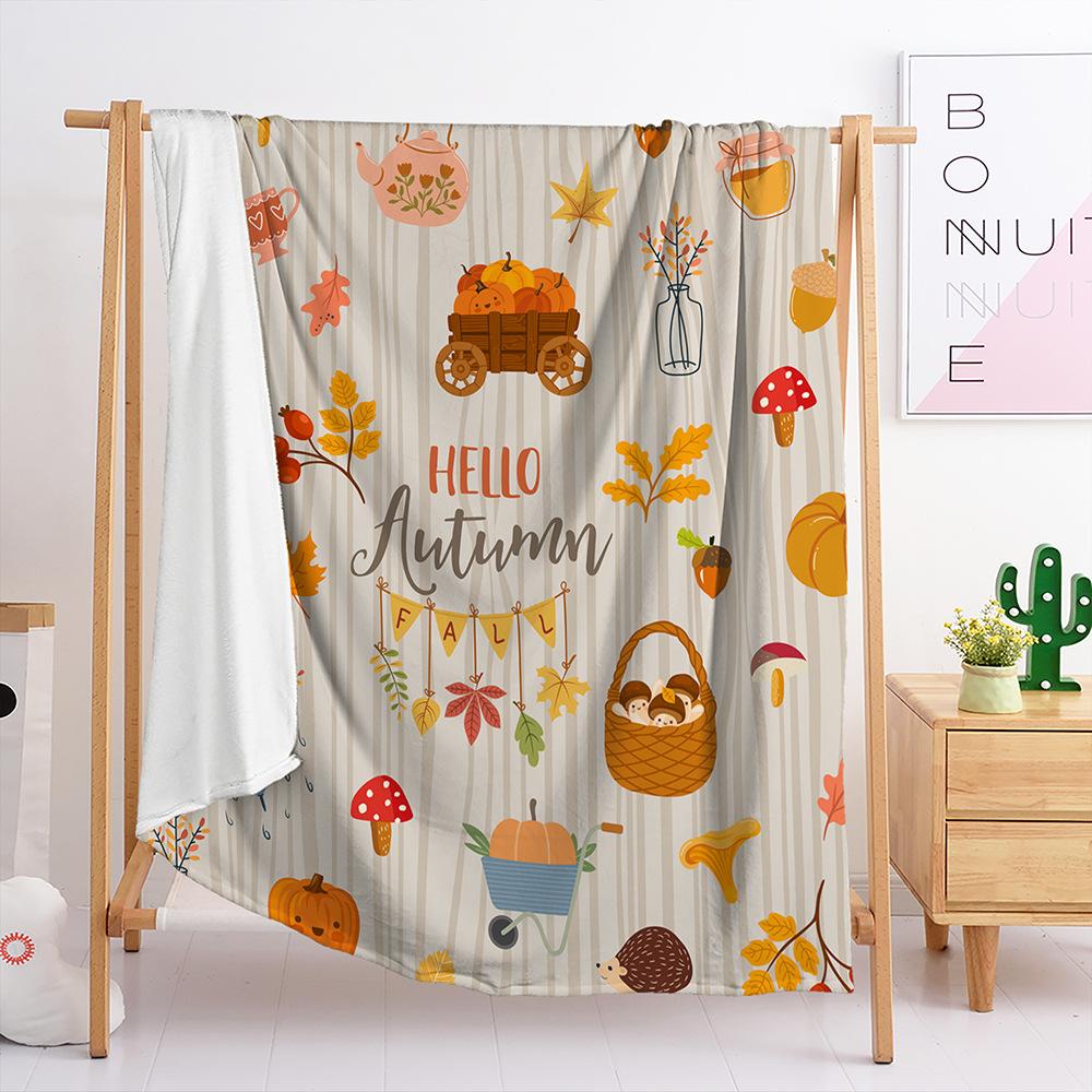 Blanket Flannel Blanket Thanksgiving Pumpkin Fox 3D Digital Printing Blanket Blanket