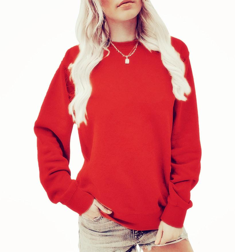 Autumn & Winter Women's Loose Round Neck Plus Velvet Hoodie