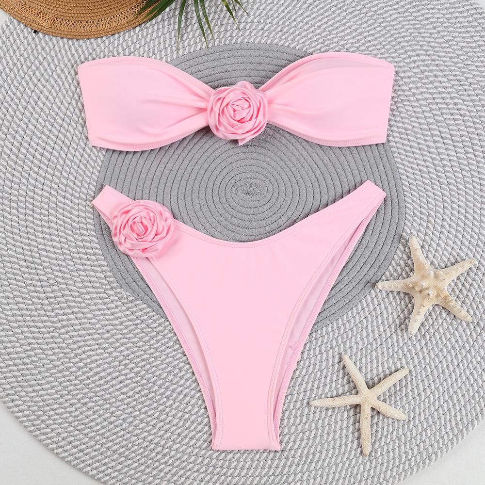 2024 Floral Bandeau Bikini - Sexy European & American Style Swimwear