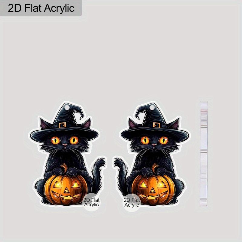 2D Flache Niedliche Acryl Halloween Schwarze Katze Kürbis Hängeohrringe Damen Herbst Kürbis Accessoires Anhänger Schmuck Geschenke