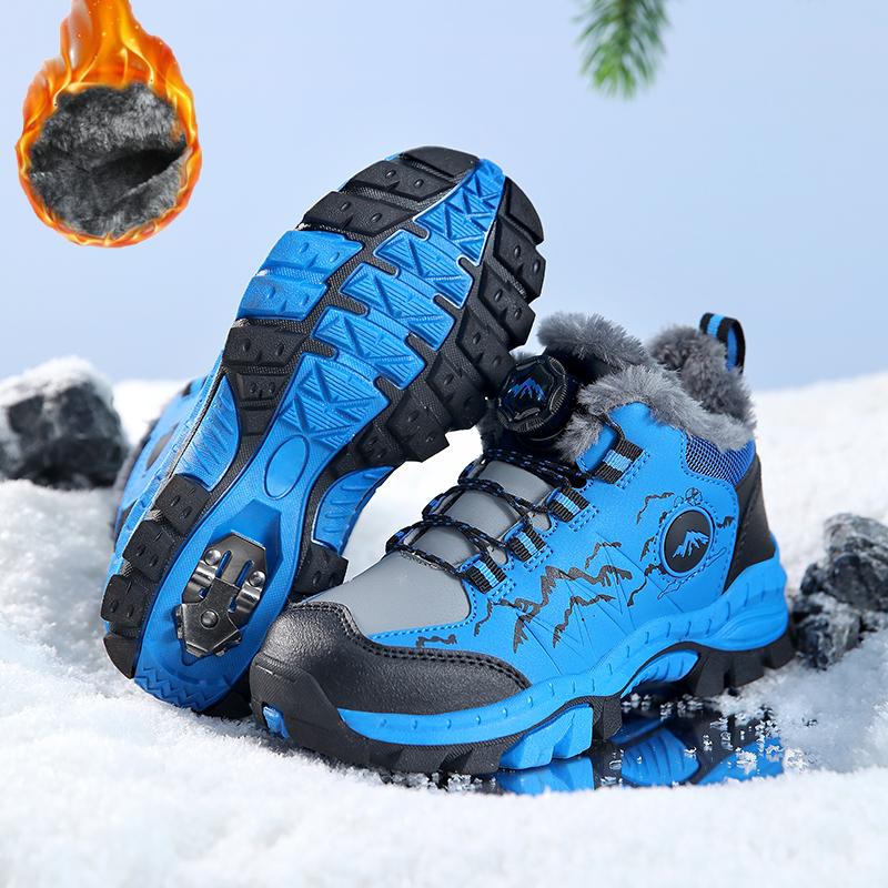 Winter Children's Plus Velvet Warm Outdoor Hiking Shoes Cotton Shoes Hiking Cotton Shoes Snow Boots 31-40