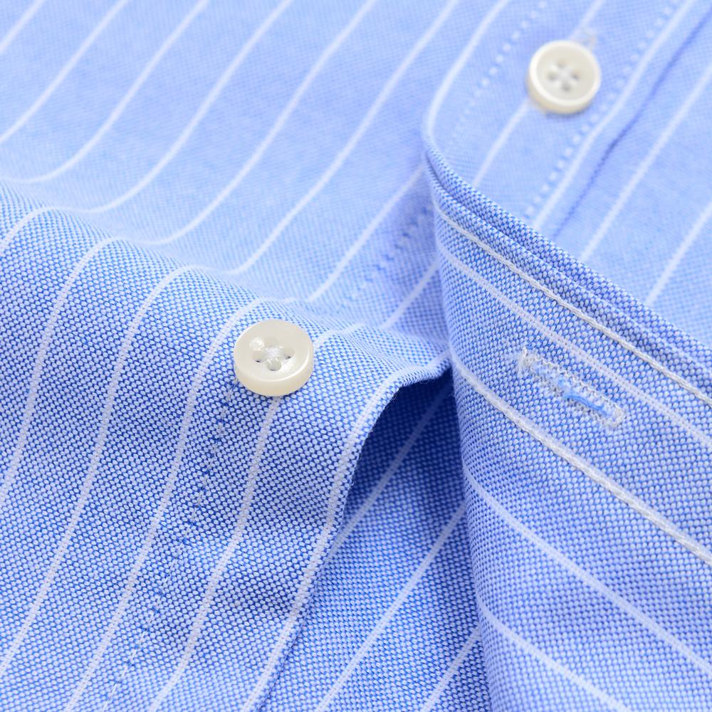 Camicia Casual da Uomo a Maniche Corte con Bottoni e Righe, Leggera, Colletto Oxford, Formale con Taschino