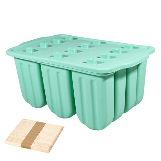 Silicone Popsicle Molds 12 Cavity DIY Ice Cream Molds with Wooden Sticks BPA-free Ice Lolly Mold Summer Kitchen Accessories
