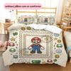 Mario Themed Duvet Cover & Pillowcases, Mario Fan Game Bedding, Great Gift.chl