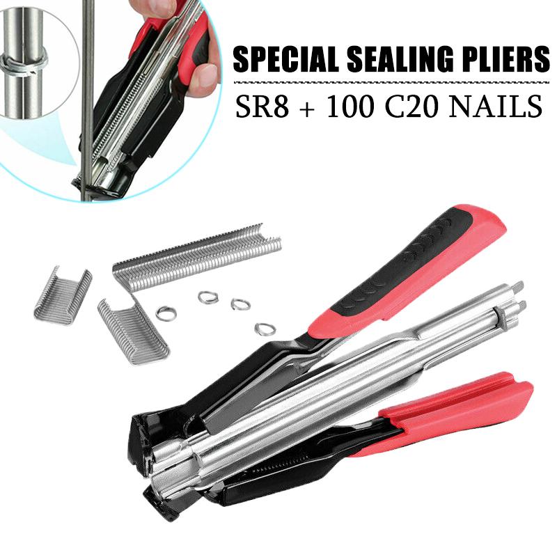 

PDTO SR8 Ручные кольца для свиней Клетка для ограждения фермы Плоскогубцы с 100 шт. C зажимами