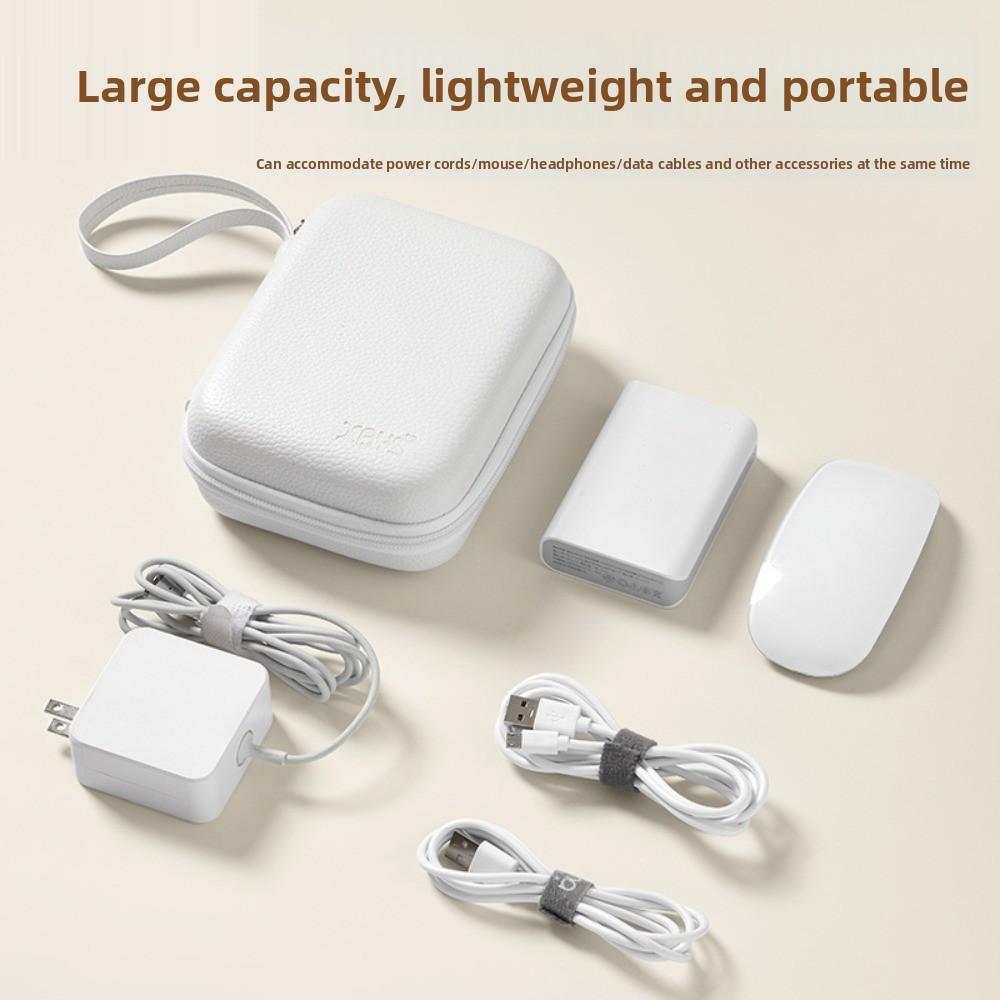 Portable EVA Leather Headphone Bag Shockproof Data Cable Organizer Bag  Electronic Products