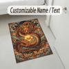 Dragon Phoenix Theme Crystal Velvet Rug Personalized Custom Name Text Soft Floor Mat Home Decor