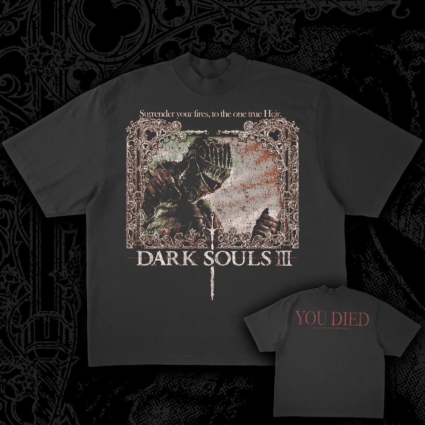 

2026 Футболка с принтом Dark Souls 3 для мужчин и женщин, летняя, хлопковая, удобная, свободного кроя, с круглым вырезом, с коротким рукавом 4XL