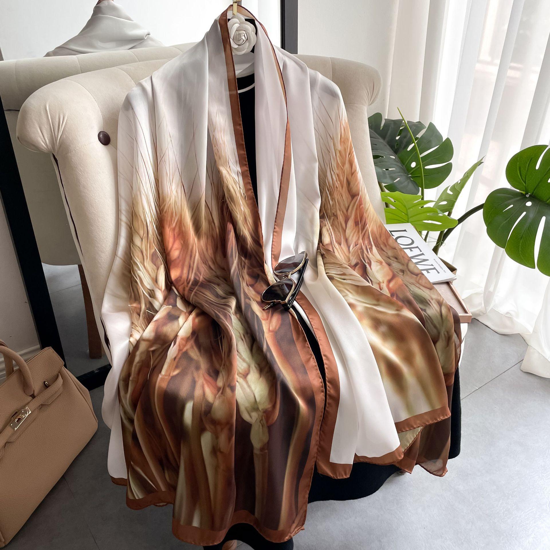 

Высококачественные роскошные шелковые шарфы, повязка на голову, шарфы, шейный шарф для женщин, шелковый шарф с цепочкой, женская декоративная шаль 180-90cm