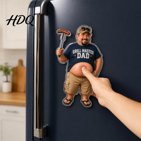 Kühlschrankmagnet Dekoration Papa mit weichem Bauch Stressabbau Knet-Papa Kühlschrankbauchmagnet Foto Halter für Küchen Deko